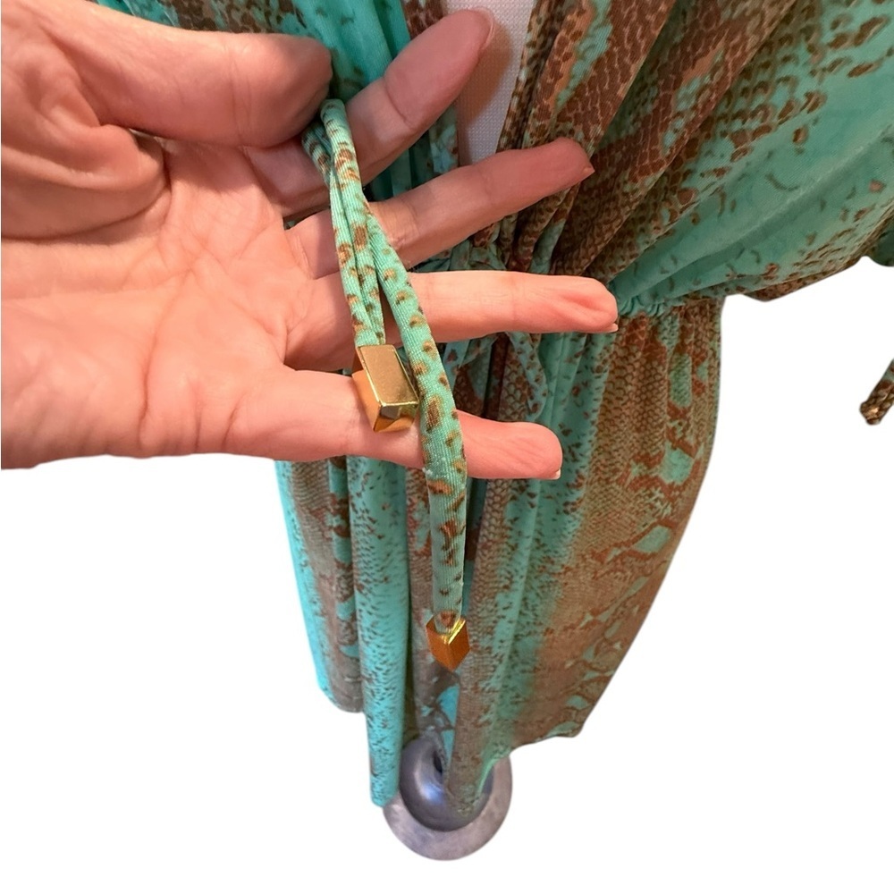 ViX by Paula Hermanny Snakeskin Print Beach Coverup Drawstring Deep V Neck Large - Picture 9 of 14